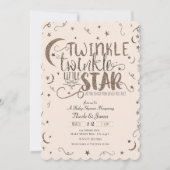 Pink Rose Gold Twinkle Little Star Baby shower Kaart (Voorkant)