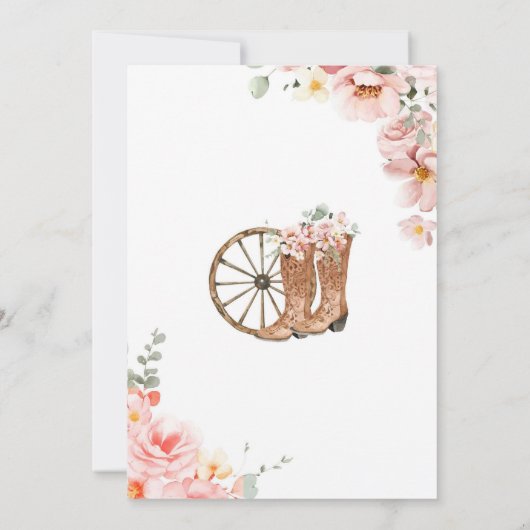 Pink Rose Gold Western Charra Quinceañera Kaart (Achterkant)