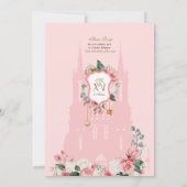 Pink Rose Golden Princess Fairytale Quinceañera Kaart (Achterkant)