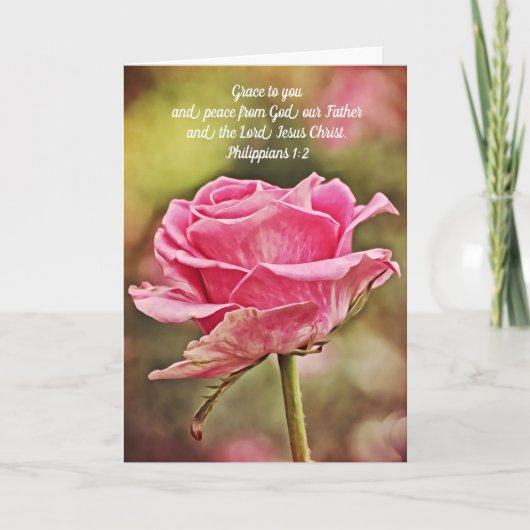 Pink Rose Grace Scripting Note Kaart Philippians (Voorkant)