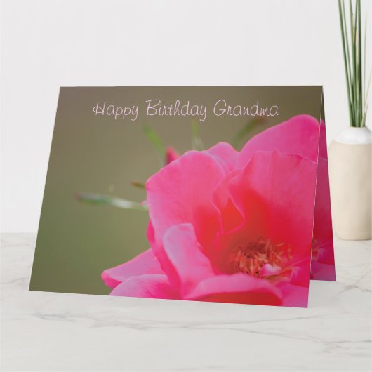 Pink Rose Happy Birthday grootma Kaart (Voorkant)
