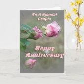 Pink Rose Happy Jubileum Kaart (Gele Bloem)