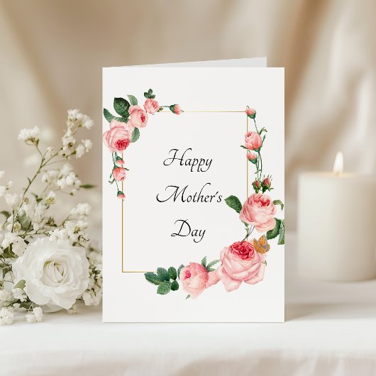 Pink Rose Happy Mothers Day Kaart