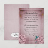Pink Rose Hummingbird Wedding Hotel Insert Informatiekaartje (Voorkant / Achterkant)