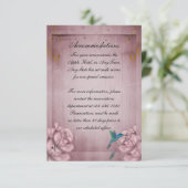 Pink Rose Hummingbird Wedding Hotel Insert Informatiekaartje (Staand voorkant)