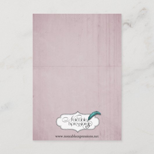 Pink Rose Hummingbird Wedding Hotel Insert Informatiekaartje (Achterkant)