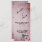 Pink Rose Hummingbird Wedding Programme Programmakaart (Voorkant / Achterkant)