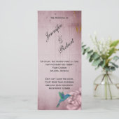 Pink Rose Hummingbird Wedding Programme Programmakaart (Staand voorkant)