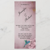 Pink Rose Hummingbird Wedding Programme Programmakaart (Voorkant)