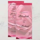 Pink Rose huwelijksprogramma Programmakaart (Voorkant / Achterkant)
