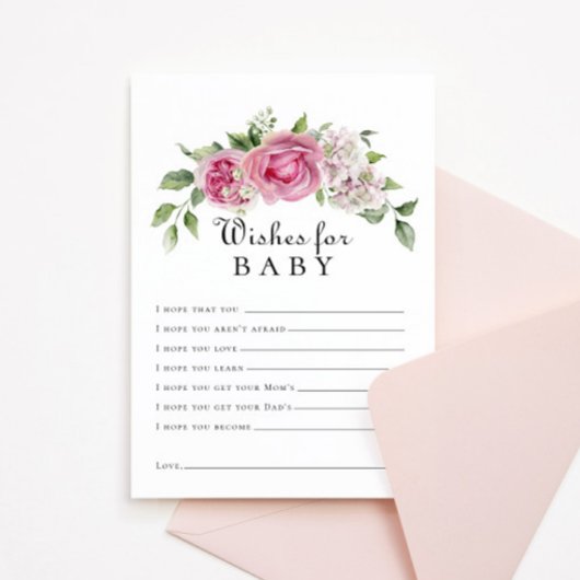 Pink Rose Hydrangea Floral Arch Wensen voor Baby Kaart