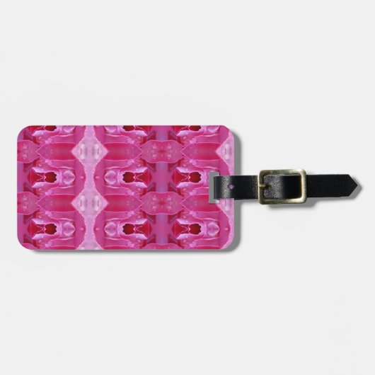 Pink Rose Ikat Bagagelabel (Voorkant horizontaal)