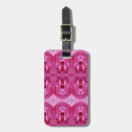 Pink Rose Ikat Bagagelabel (Voorkant verticaal)