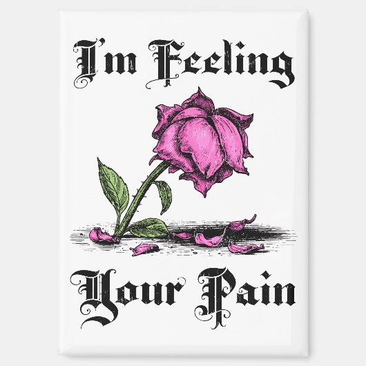 Pink Rose in Despair Magneet (Voorkant)
