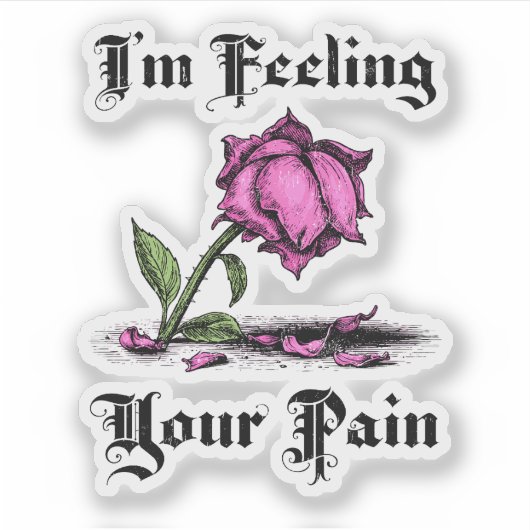 Pink Rose in Despair Sticker (Voorkant)