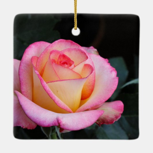 Pink Rose Keramisch Ornament (Achterkant)