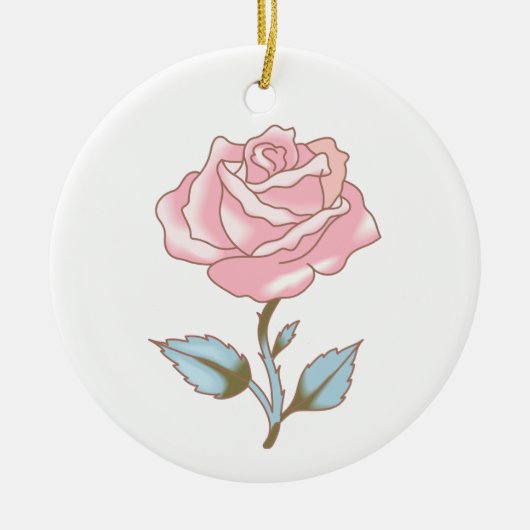 PINK ROSE KERAMISCH ORNAMENT (Voorkant)