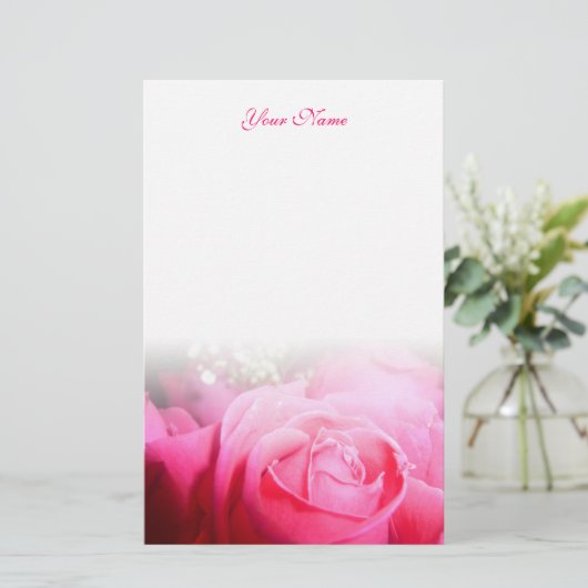Pink Rose Letterhead Briefpapier (Staand voorkant)