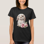 Pink Rose Lop Bunny Rabbit T-shirt (Voorkant)