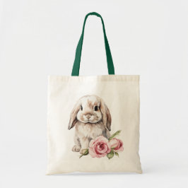 Pink Rose Lop Bunny Rabbit Tote Bag