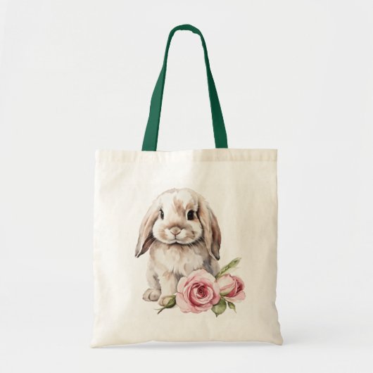Pink Rose Lop Bunny Rabbit Tote Bag (Voorkant)