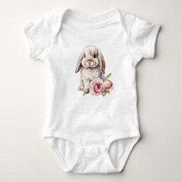 Pink Rose Lop Eared Bunny Baby Bodysuit