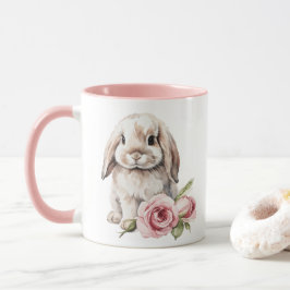 Pink Rose Lop Eared Bunny Rabbit Mok
