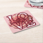 Pink Rose LOVE Onderzetter Set (Schuin)