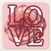Pink Rose LOVE Onderzetter Set (Voorkant)
