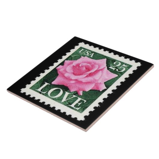 Pink Rose Love Tegeltje (Zijkant)