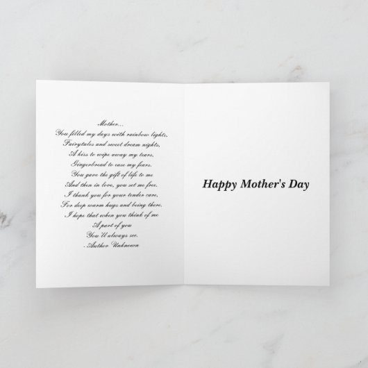 Pink Rose Moederdag Art kaart met gedicht (Binnen)
