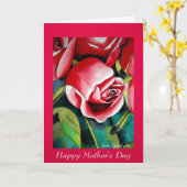 Pink Rose Moederdag Art kaart met gedicht (Gele Bloem)