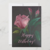 Pink Rose n Rosebuds Flat Greeting Card (Voorkant)