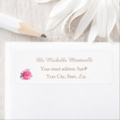 Pink Rose on white return address Etiket (Insitu)