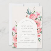Pink Rose Orchid Arch Waterverf Floral Wedding Kaart (Voorkant)