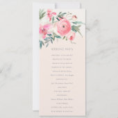 Pink Rose Orchid Waterverf Floral Wedding Programm Kaart (Achterkant)