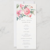 Pink Rose Orchid Waterverf Floral Wedding Programm Kaart (Voorkant)