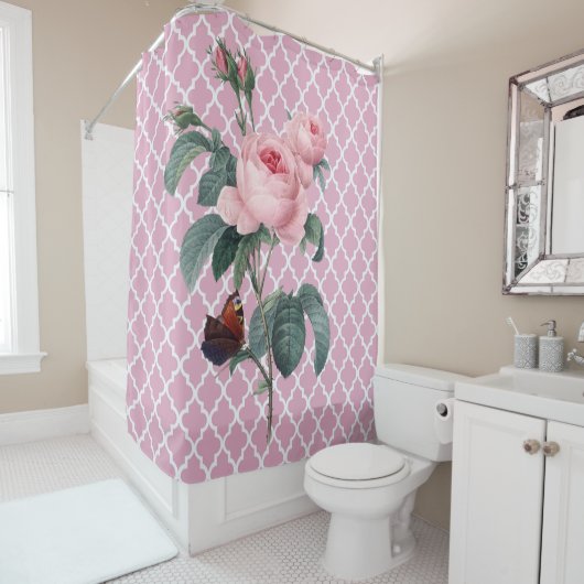 Pink Rose Orient Douchegordijn (In situ)