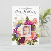 Pink Rose Paars Orchid Funeral Memorial Programme Kaart (Staand voorkant)