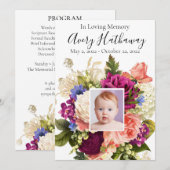 Pink Rose Paars Orchid Funeral Memorial Programme Kaart (Voorkant / Achterkant)