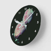 Pink Rose Pair Floral Ronde Klok (Hoek)