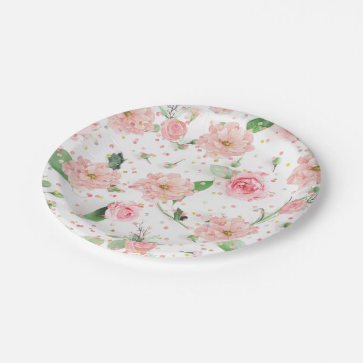 Pink Rose Paradise Papieren Bordje (Gekanteld)