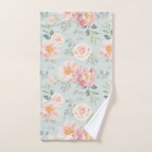 Pink Rose Pastel Garden Pattern Bad Handdoek (Handdoek)