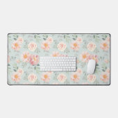 Pink Rose Pastel Garden Pattern Bureaumat (Keyboard & Muis)