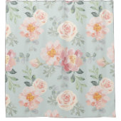Pink Rose Pastel Garden Pattern Douchegordijn (Voorkant)