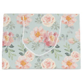 Pink Rose Pastel Garden Pattern Groot Cadeauzakje (Voorkant)