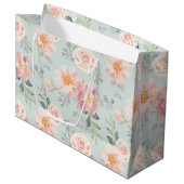 Pink Rose Pastel Garden Pattern Groot Cadeauzakje (Voorkant Gekanteld)