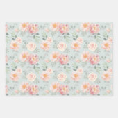 Pink Rose Pastel Garden Pattern Inpakpapier Vel (Voorkant 2)