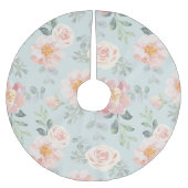 Pink Rose Pastel Garden Pattern Kerstboom Rok (Voorkant)