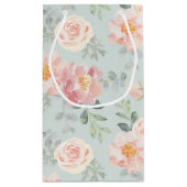 Pink Rose Pastel Garden Pattern Klein Cadeauzakje (Achterkant)